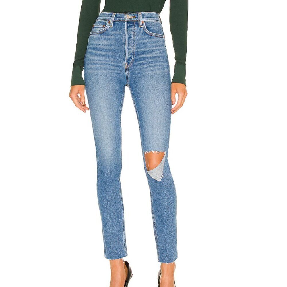 REDONE Originals 90s Ultra High Rise Skinny in Broken Through Size 27
